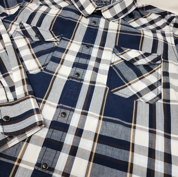 American Rag‎ Snap Button Down Plaid Multi Color Long Sleeve Shirt Size XL - Picture 10 of 15